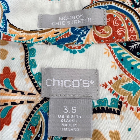Chicos Paisley Print Women's Top Multicolor Button Down Blouse Long Sleeve 3.5 - Picture 6 of 7